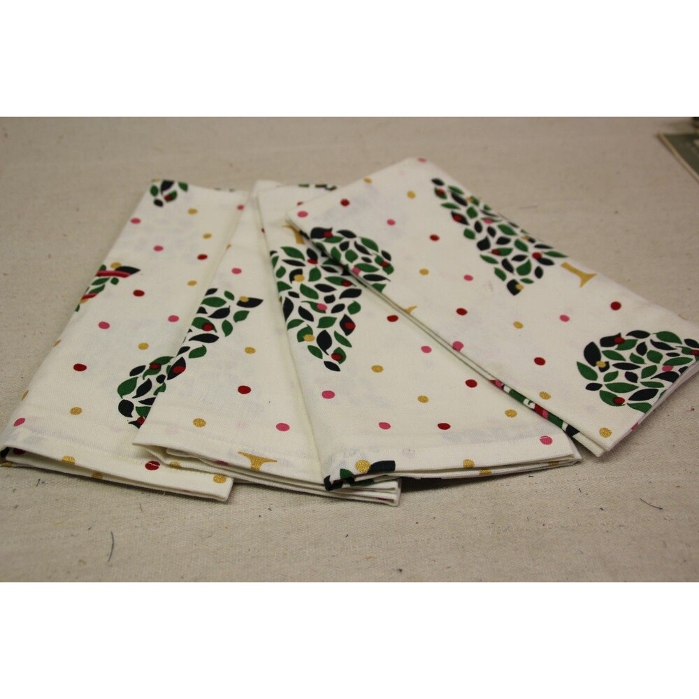 Kate Spade Loop And Dot 100% Cotton Polka Dots Square Tree Napkin (Set of 4)